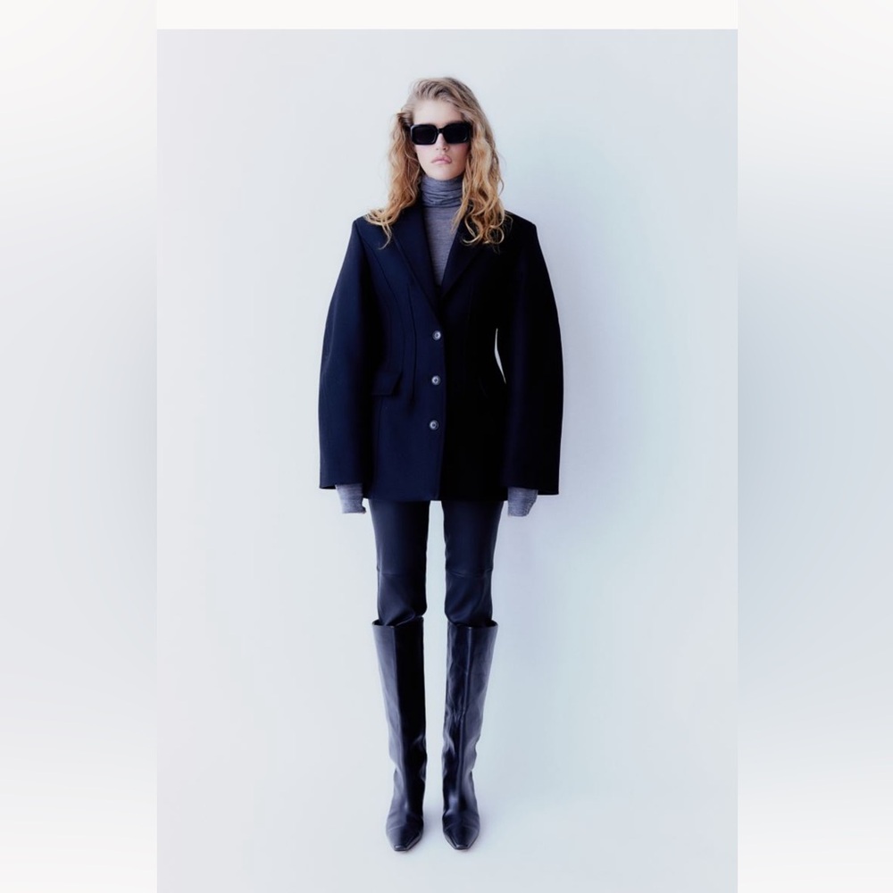 H&M STUDIO black wool blend blazer DRESS sold out sz S